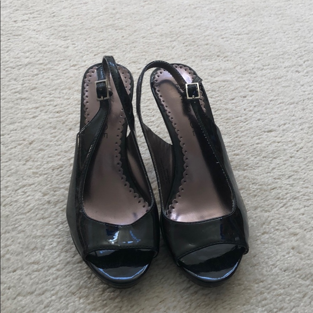 Black open toe heels size 8 worn